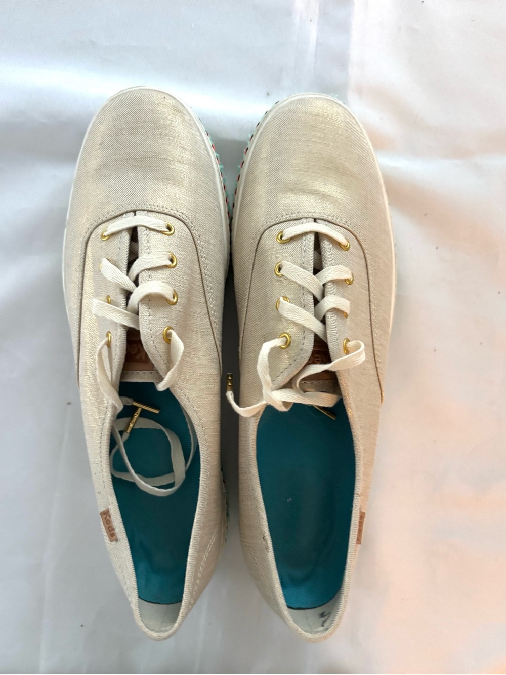 NWOT Keds iridescent Gold triple decker Hulu Foxing Tassel Trim Sneakers SZ 10 - Picture 10 of 15